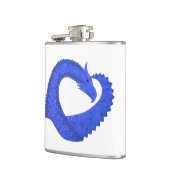Blauwe hartdraak op wit heupfles (Links)