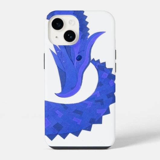 Blauwe hartdraak op wit iPhone hoesje (Achterkant)