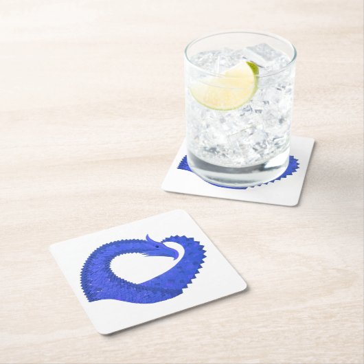 Blauwe hartdraak op wit kartonnen onderzetters (Insitu)