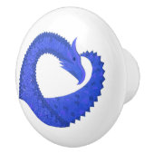 Blauwe hartdraak op wit keramische knop (Rechts)