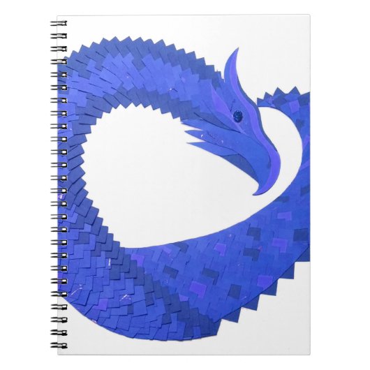 Blauwe hartdraak op wit notitieboek (Voorkant)