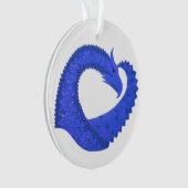 Blauwe hartdraak op wit ornament (voorkant)