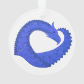 Blauwe hartdraak op wit ornament (achterkant)