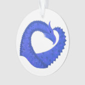 Blauwe hartdraak op wit ornament (voorkant)
