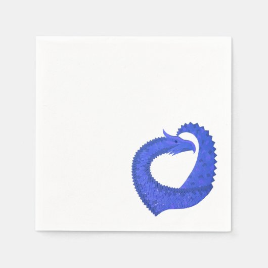 Blauwe hartdraak op wit servet (Voorkant)