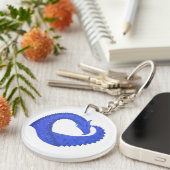 Blauwe hartdraak op wit sleutelhanger (Voorkant Rechts)