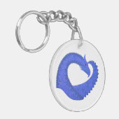 Blauwe hartdraak op wit sleutelhanger (Voorkant Links)