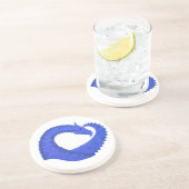 Blauwe hartdraak op wit zandsteen onderzetter (Zijkant)