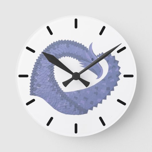 Blauwe hartdraak ronde klok (Voorkant)