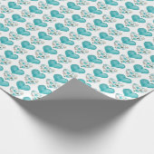 Blauwe harten Boho  Pattern Cadeaupapier (Hoek)