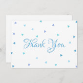Blauwe Harten Confetti Chic Script Bedankt (Voorkant / Achterkant)