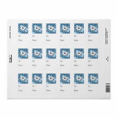 Blauwe harten en knuffelachtig lam etiket (Full Sheet)