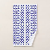 Blauwe harten en strepen bad handdoek (Handdoek)