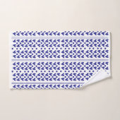 Blauwe harten en strepen bad handdoek (Handdoek)