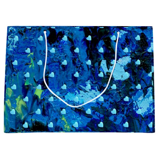 Blauwe harten groot cadeauzakje (Voorkant)