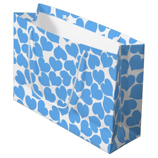 Blauwe Harten Groot Cadeauzakje (Voorkant Gekanteld)
