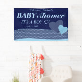 Blauwe harten | Het is een jongen | Modern Baby sh Spandoek (Insitu)