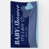 Blauwe harten | Het is een jongen | Modern Baby sh Spandoek (Verticaal)