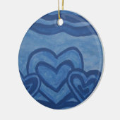 Blauwe harten keramisch ornament (Links)