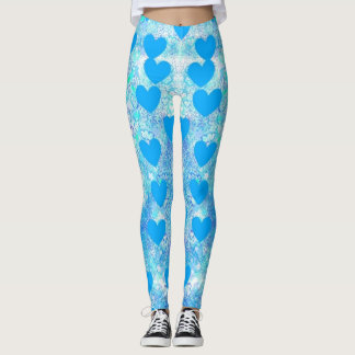 Blauwe harten leggings