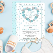 Blauwe harten met een klein liefje Baby shower Kaart