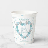 Blauwe harten met een klein liefje Baby shower Papieren Bekers (Achterkant)