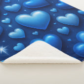 Blauwe harten met sterren patroon sherpa deken (3/4)