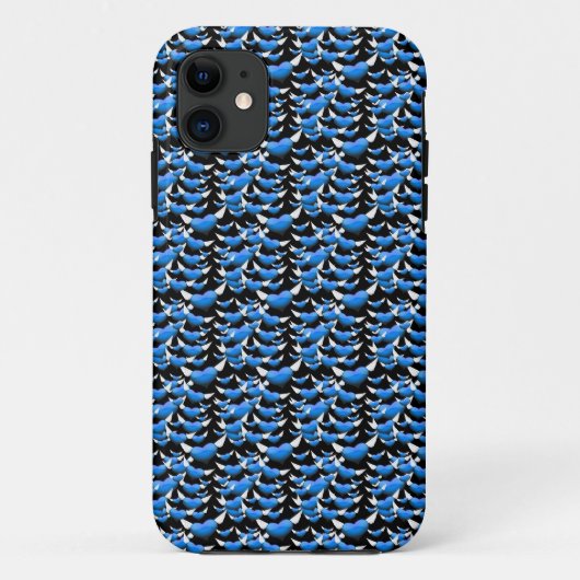 Blauwe harten met vleugels op zwart Case-Mate iPhone case (Achterkant)