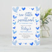 Blauwe harten Onze kleine lieverd verjaardag Kaart (Staand voorkant)