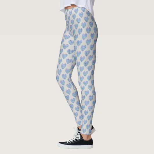 Blauwe harten op kiezelgrijs leggings (Links)