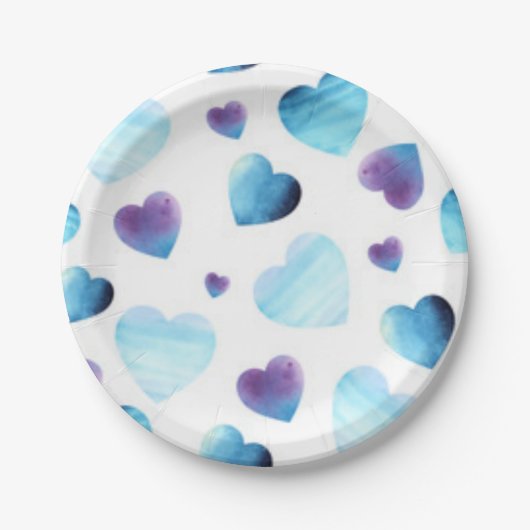 Blauwe Harten Papieren Bordje (Voorkant)