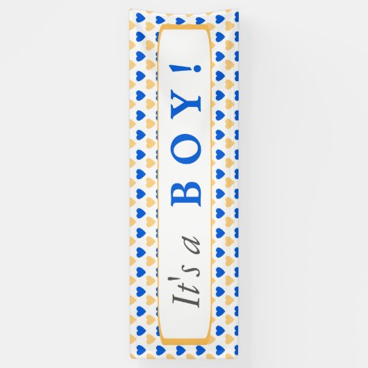 Blauwe harten patroon Het is een jongen Spandoek (Verticaal)