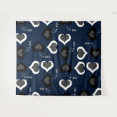 Blauwe harten patroon Ontwerp Wandkleed (Voorkant (horizontaal))