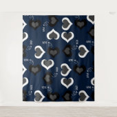 Blauwe harten patroon Ontwerp Wandkleed (Voorkant)