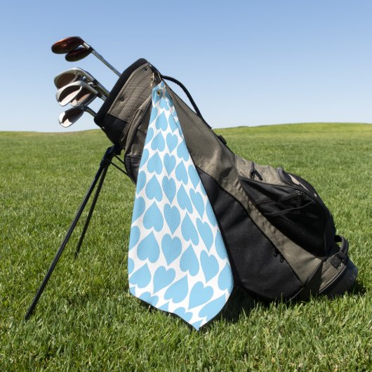 Blauwe Harten Patroon, Romantisch, Liefde Golfhanddoek (Groen)