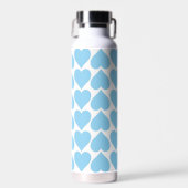 Blauwe Harten Patroon, Romantisch, Liefde Waterfles (Voorkant)