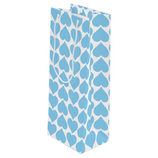 Blauwe Harten Patroon, Romantisch, Liefde Wijn Cadeautas (Achterkant Gekanteld)