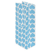 Blauwe Harten Patroon, Romantisch, Liefde Wijn Cadeautas (Voorkant Gekanteld)