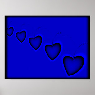 Blauwe harten poster
