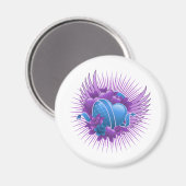 Blauwe harten Rozen en vleugels Magneet (Voorkant / Achterkant)