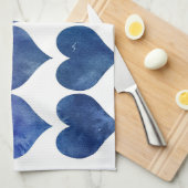 Blauwe harten theedoek (Quarter Fold)