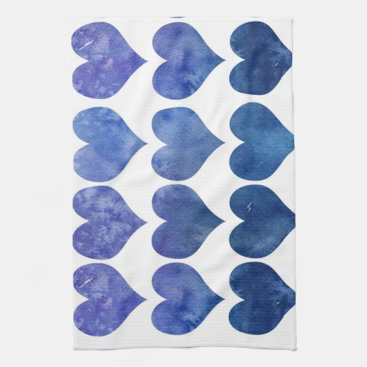 Blauwe harten theedoek (Verticaal)