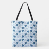 Blauwe harten tote bag (Achterkant)