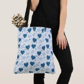 Blauwe harten tote bag (Dichtbij)