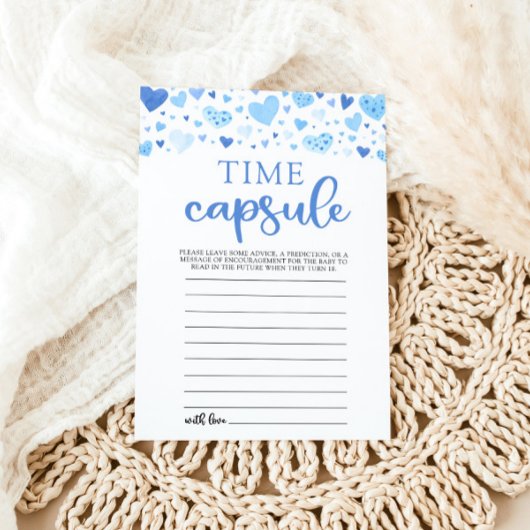 Blauwe harten Valentijn Baby shower Tijd Capsule Kaart