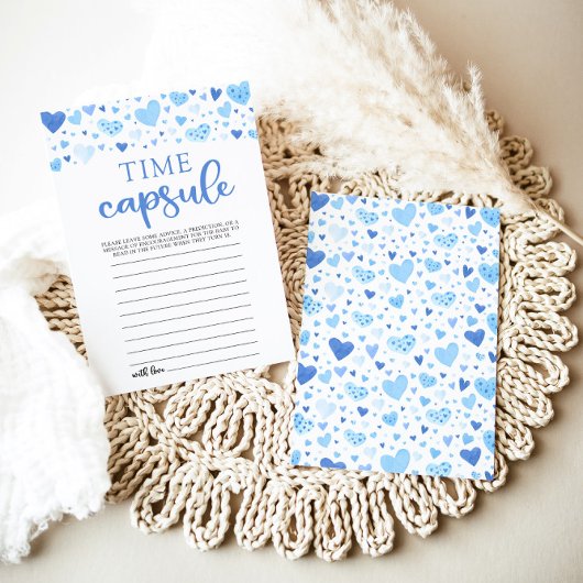 Blauwe harten Valentijn Baby shower Tijd Capsule Kaart