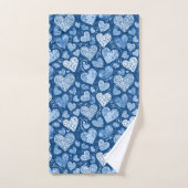 Blauwe Harten Waterverf Handgetekend  Bad Handdoek (Handdoek)