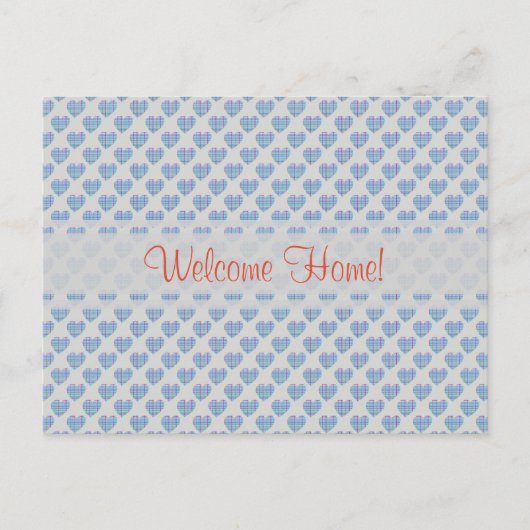 Blauwe harten Welkom Home! Briefkaart (Voorkant)