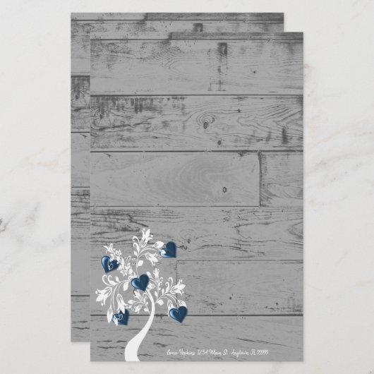 Blauwe hartenboom - Aangepaste kantoorbenodigdhede Briefpapier (Voorkant / Achterkant)