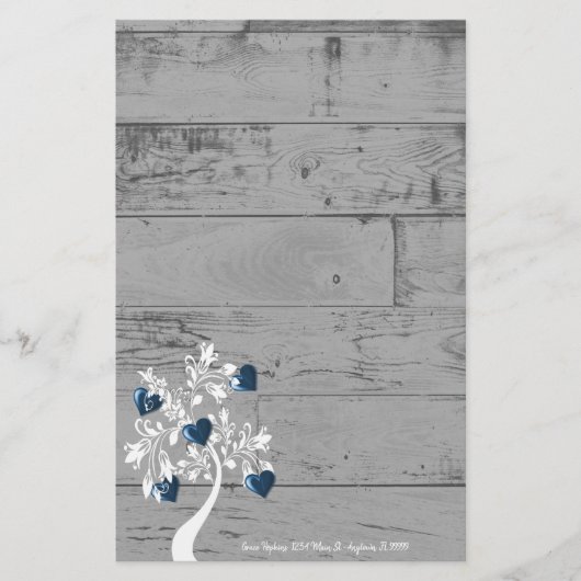 Blauwe hartenboom - Aangepaste kantoorbenodigdhede Briefpapier (Voorkant)